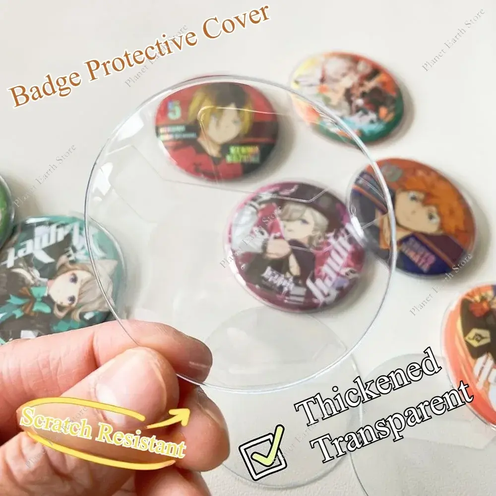 New 10Pcs 58-75MM Clear Round Badge Protector Badge Storage Bags for DIY Making Badge Display Bag Cover Decoration Protector
