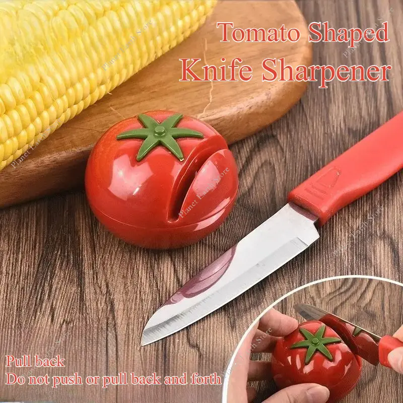 Mini Cute Creative Tomato Shaped Sharpener Tools Knife Sharpener Knife Sharpener Kitchen Gadgets Knife Sharpener 6*4.5CM
