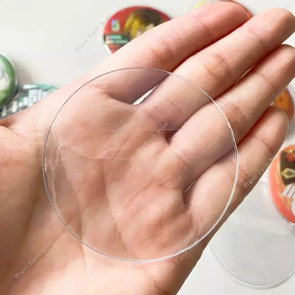 New 10Pcs 58-75MM Clear Round Badge Protector Badge Storage Bags for DIY Making Badge Display Bag Cover Decoration Protector