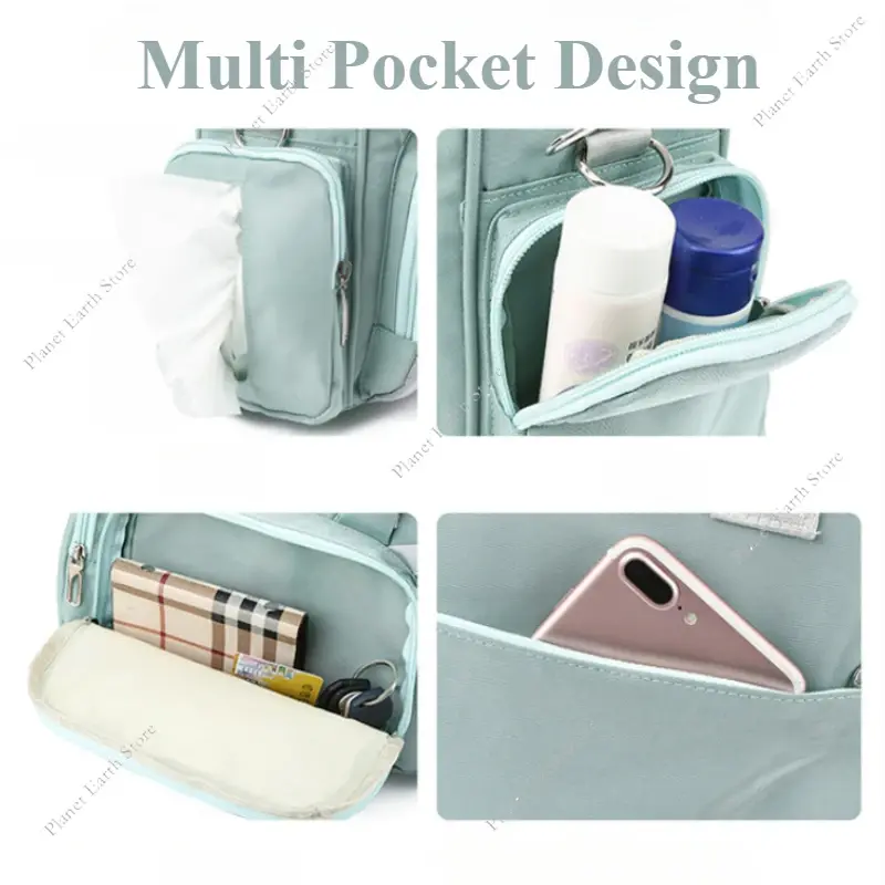 1PC Mom and Baby Bag Large Capacity Multi-function Stroller Hanging Bag Waterproof Dry and Wet Separation Shoulder Handbag