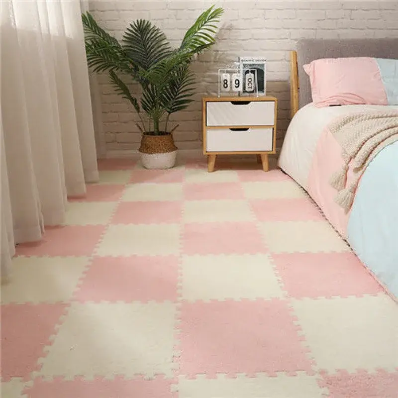 10Pcs Soft Plush Carpet Activities Mat 30*30*1CM EVA Foam Children's Carpet Pad Living Room Keep Warm Playmat for All Seasons