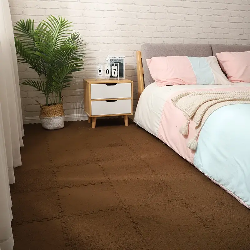 10Pcs Soft Plush Carpet Activities Mat 30*30*1CM EVA Foam Children's Carpet Pad Living Room Keep Warm Playmat for All Seasons