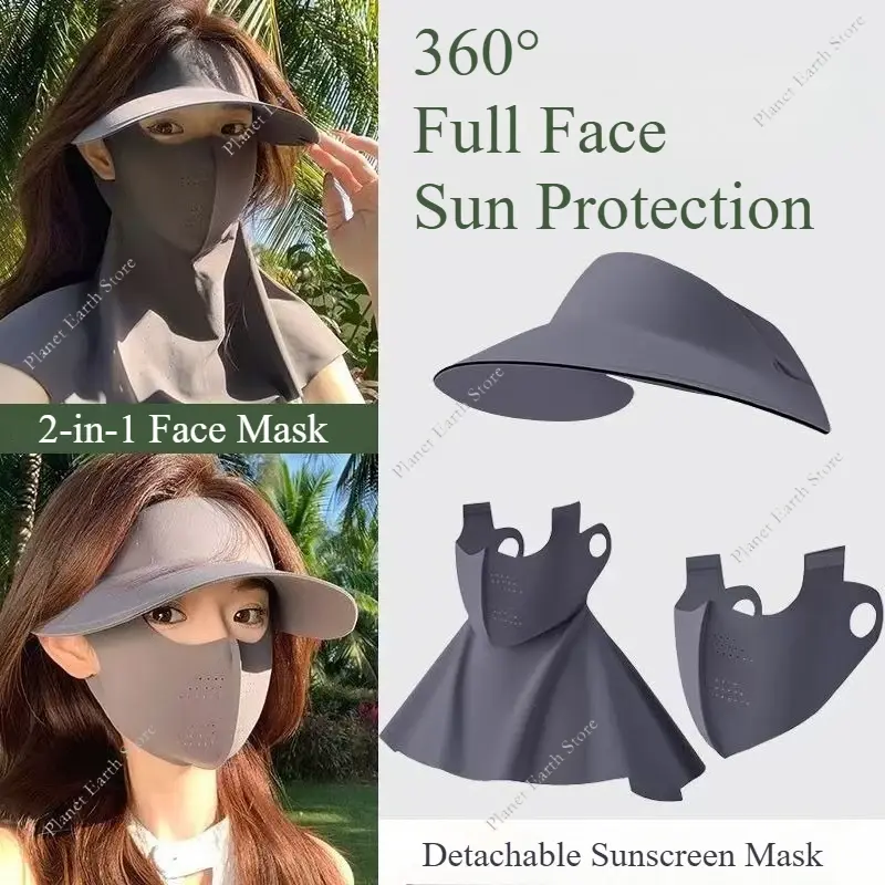 2-3Pcs/Set Women Summer UV Protection Sunscreen Dustproof Veil Cycling Sun Hats Wide Brim Empty Top Hat Breathable Cover Face