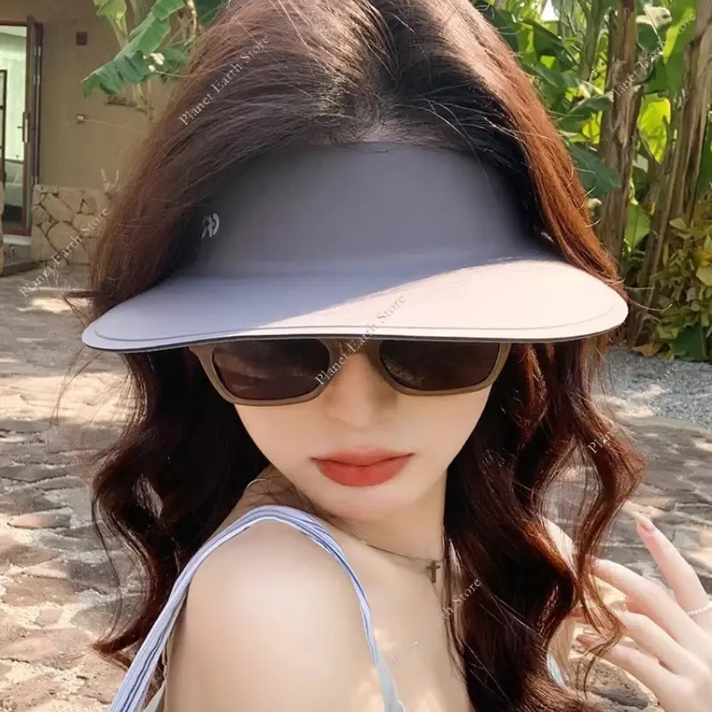 2-3Pcs/Set Women Summer UV Protection Sunscreen Dustproof Veil Cycling Sun Hats Wide Brim Empty Top Hat Breathable Cover Face