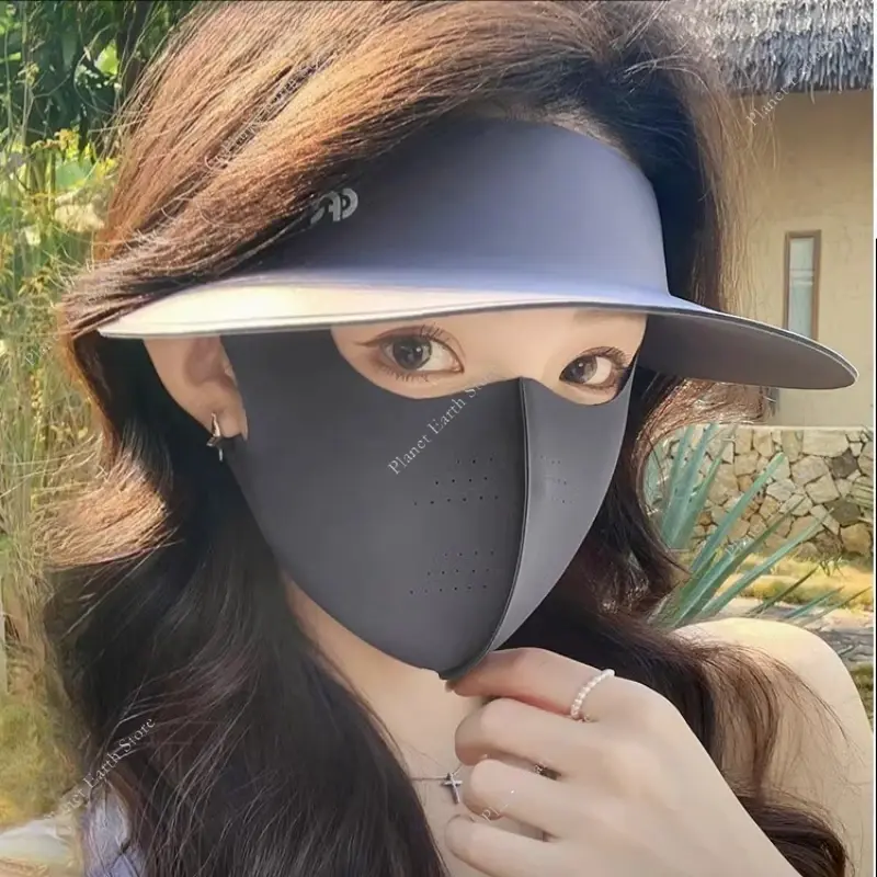 2-3Pcs/Set Women Summer UV Protection Sunscreen Dustproof Veil Cycling Sun Hats Wide Brim Empty Top Hat Breathable Cover Face