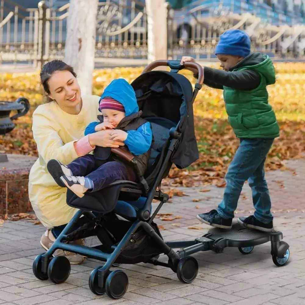 2 in 1 Universal Strollers Step Board Adapter with Seat Second Child Jogger Twins Scooter Baby Pram Hitchhiker Bumper Footboard