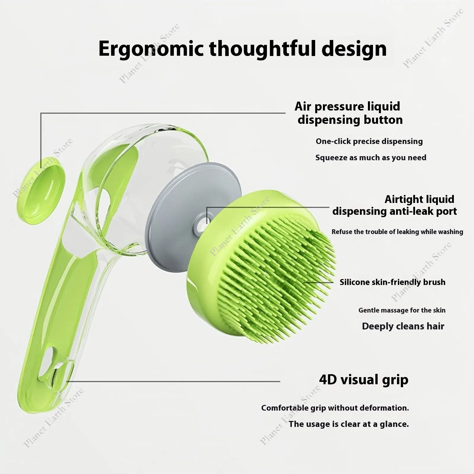 2-IN-1 Soft Silicone Long Handle Dog Cleaning Brush Pet Bath Brush Grooming Massage Shower Brush Built-in Shampoo Dispenser