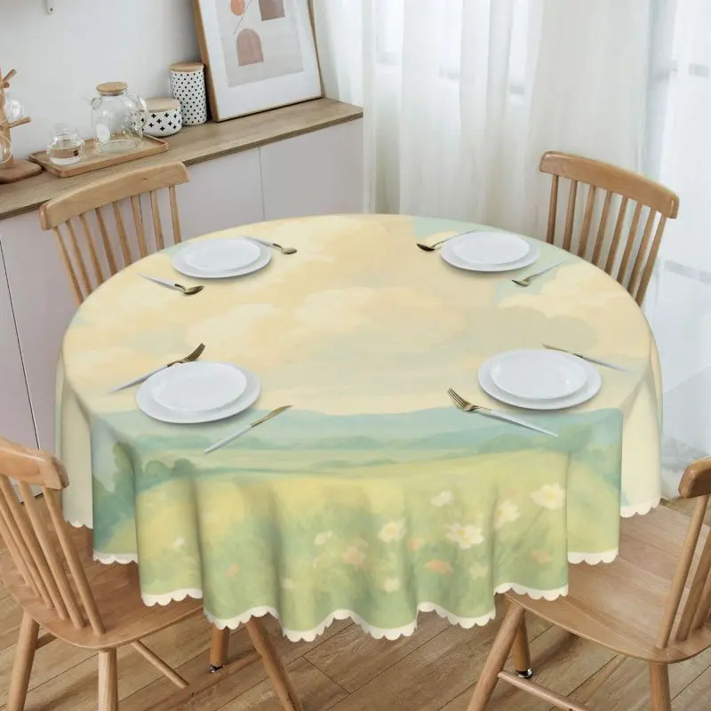 60in Waterproof Custom Round Tablecloth, Personalized Design Dining Table Cover for Wedding Events Home Party Decoration