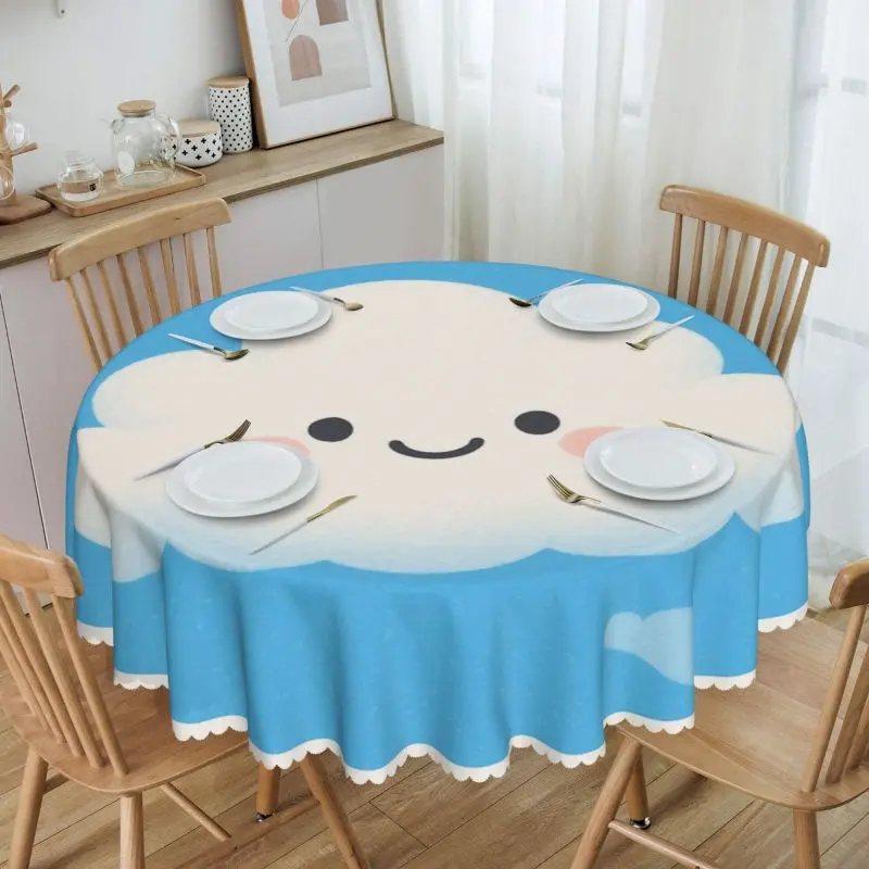 60in Waterproof Custom Round Tablecloth, Personalized Design Dining Table Cover for Wedding Events Home Party Decoration