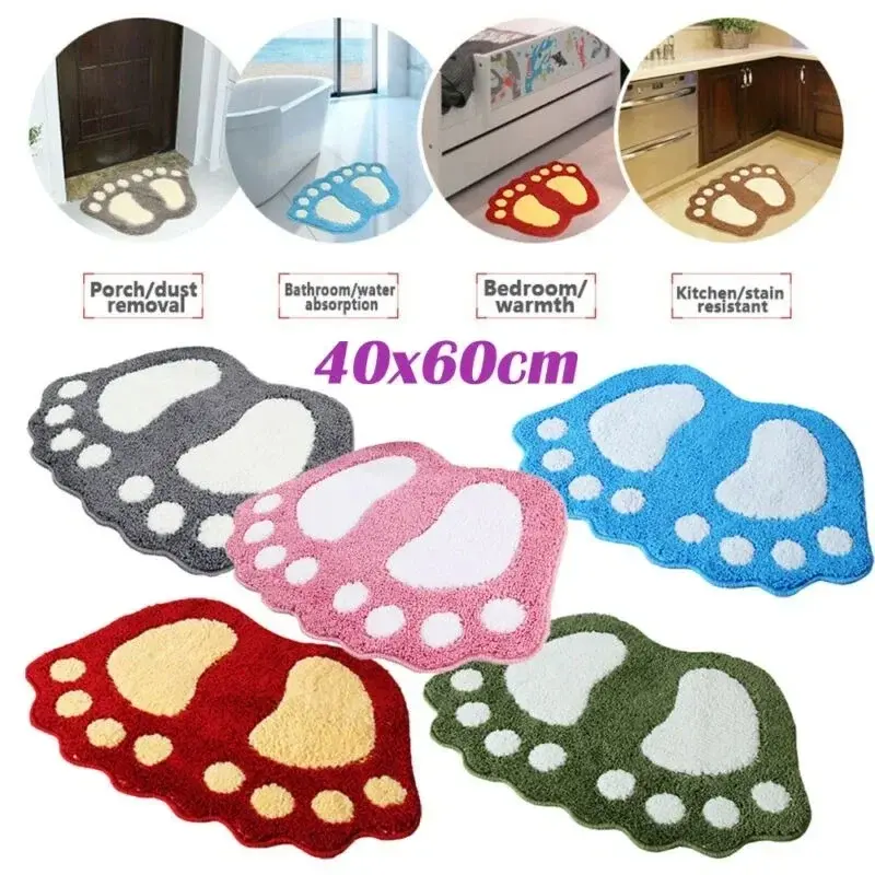 Cute Footprints Big Feet Bath Mats Pads Cartoon Style Toilet Non-slip Rug for Bathroom Carpet Bath Mats Foot Print Rug