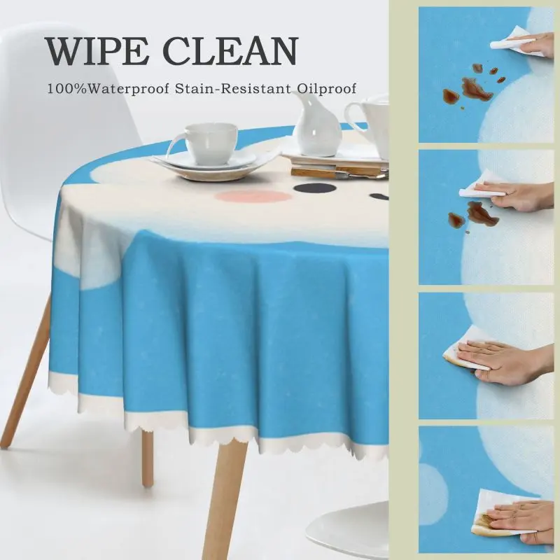 60in Waterproof Custom Round Tablecloth, Personalized Design Dining Table Cover for Wedding Events Home Party Decoration