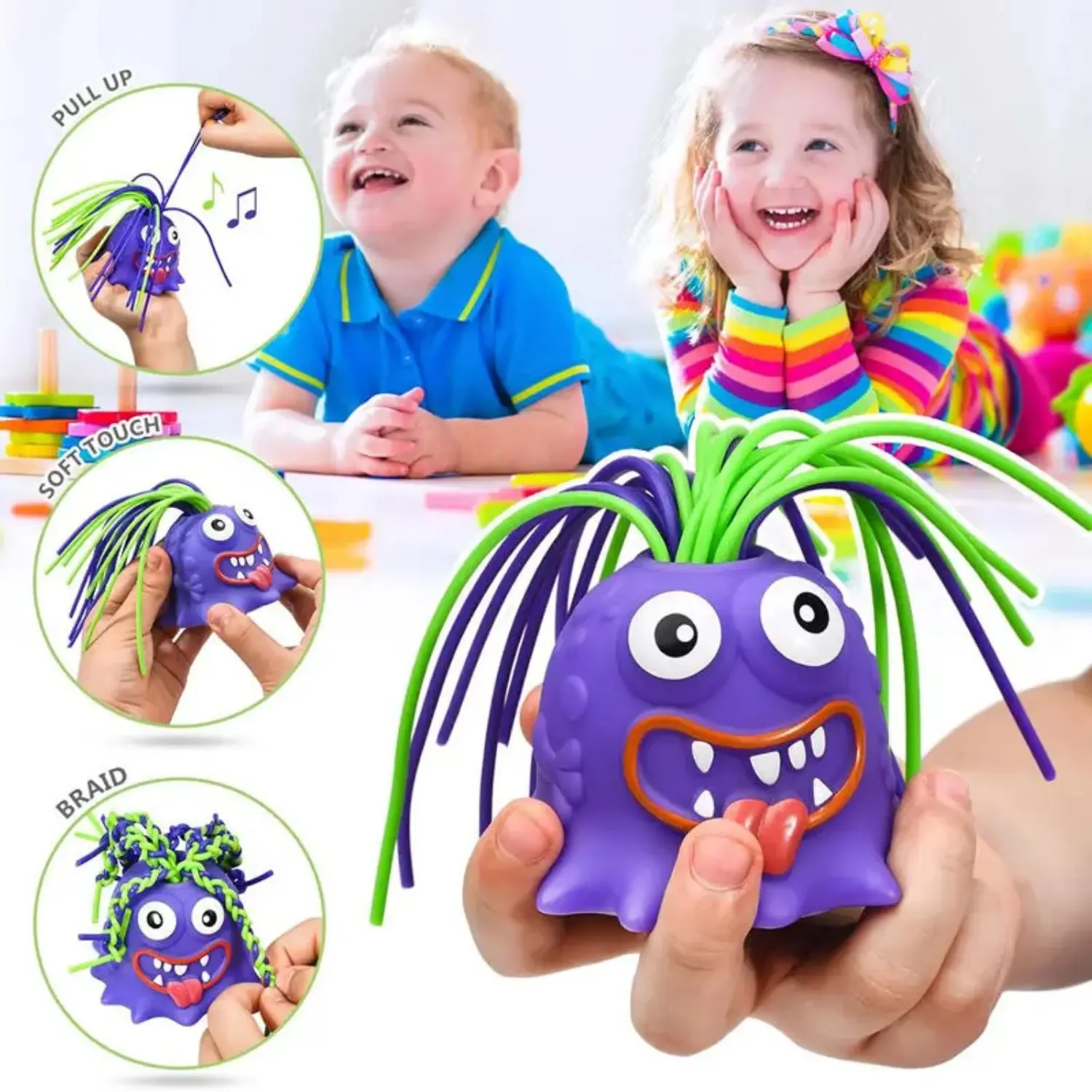 Creative Novelty Funny Hair Pulling Will Be Screaming Little Monster Toys Children and Adult Decompression Relaxation Toy