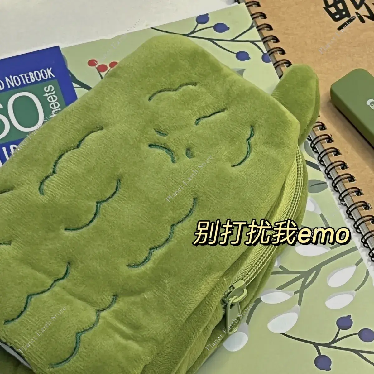 1Pc Bitter Melon Stationery Bag Smiley & Sad Face Emoticons Strange Momordica Charantia Storage Bag Cute Pencil Bag
