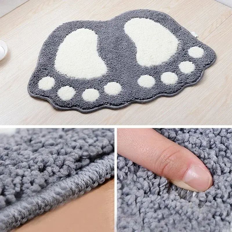 Cute Footprints Big Feet Bath Mats Pads Cartoon Style Toilet Non-slip Rug for Bathroom Carpet Bath Mats Foot Print Rug