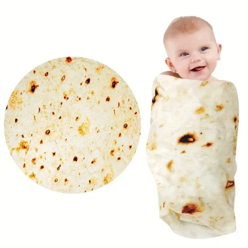Soft Warm Flannel Burrito Blankets Round Shape Travel Airplane Throw Coral Fleece Tortilla Nap Wrap Blankets Baby Warm Quilt
