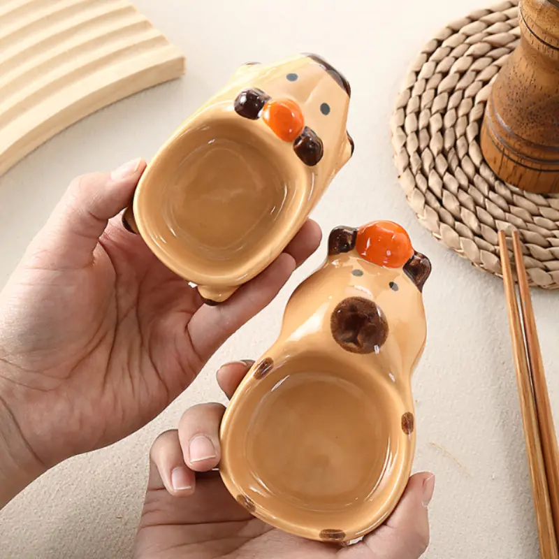 Cute Ceramic Dipping Sauce Bowls Mini Condiment Dishes Ceramic Dipping Bowls  for Condiments Tableware for Dining Kitchen Decor