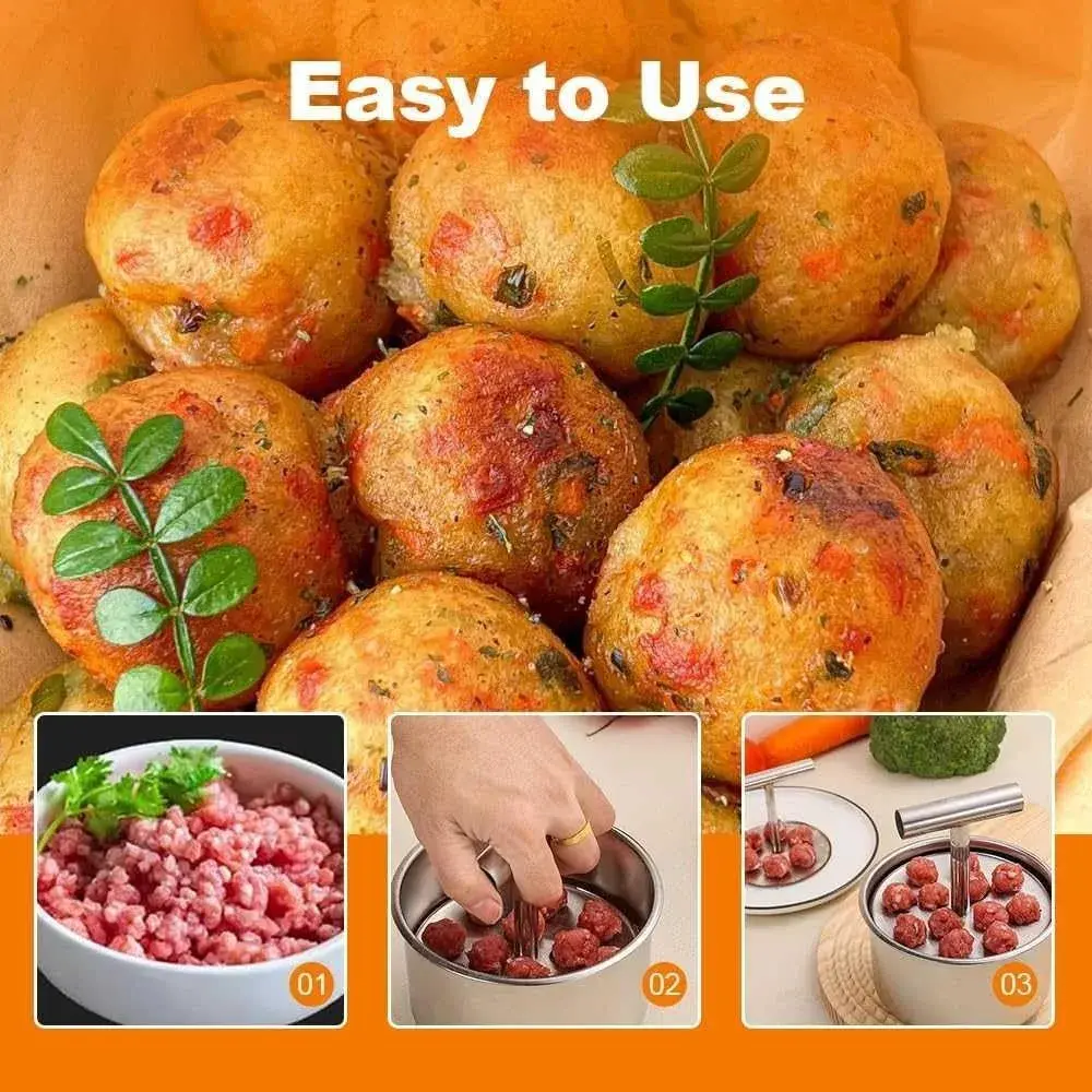 Stainless Steel Meatball Maker 6/12 Balls Manual Meat Baller Maker Machine Press Tool Easy To Clean & Operate Meatball Making
