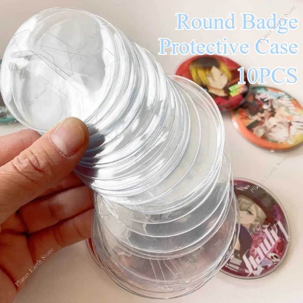 10/20Pcs 58-75MM Transparent Round Badge Protective Case Clear Pins Badge Display Sleeve Anime Badge Display Bag Protector Cover