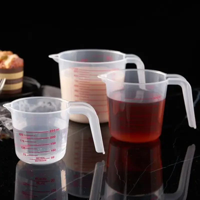 250-1500 Ml Plastic Transparent Graduated Measures Cup Household Kitchen Baking Measuring Tool Set Handle Design Cups