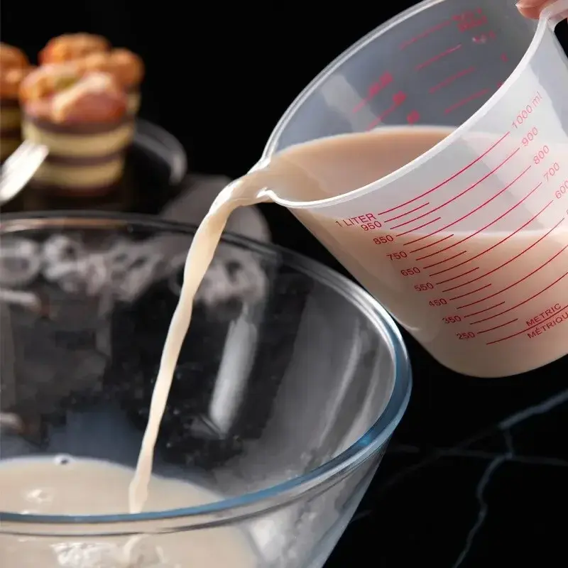 250-1500 Ml Plastic Transparent Graduated Measures Cup Household Kitchen Baking Measuring Tool Set Handle Design Cups