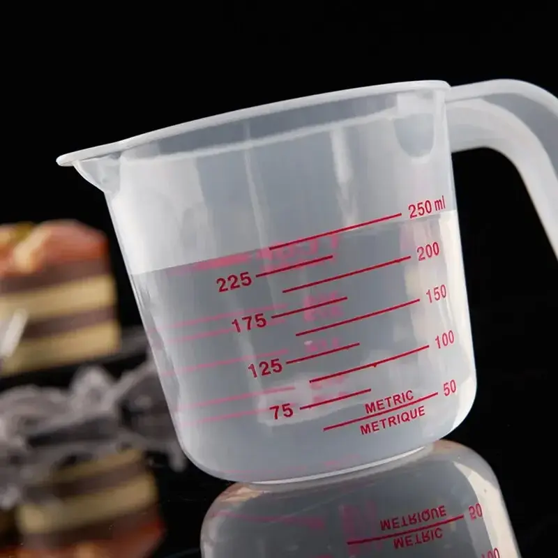 250-1500 Ml Plastic Transparent Graduated Measures Cup Household Kitchen Baking Measuring Tool Set Handle Design Cups