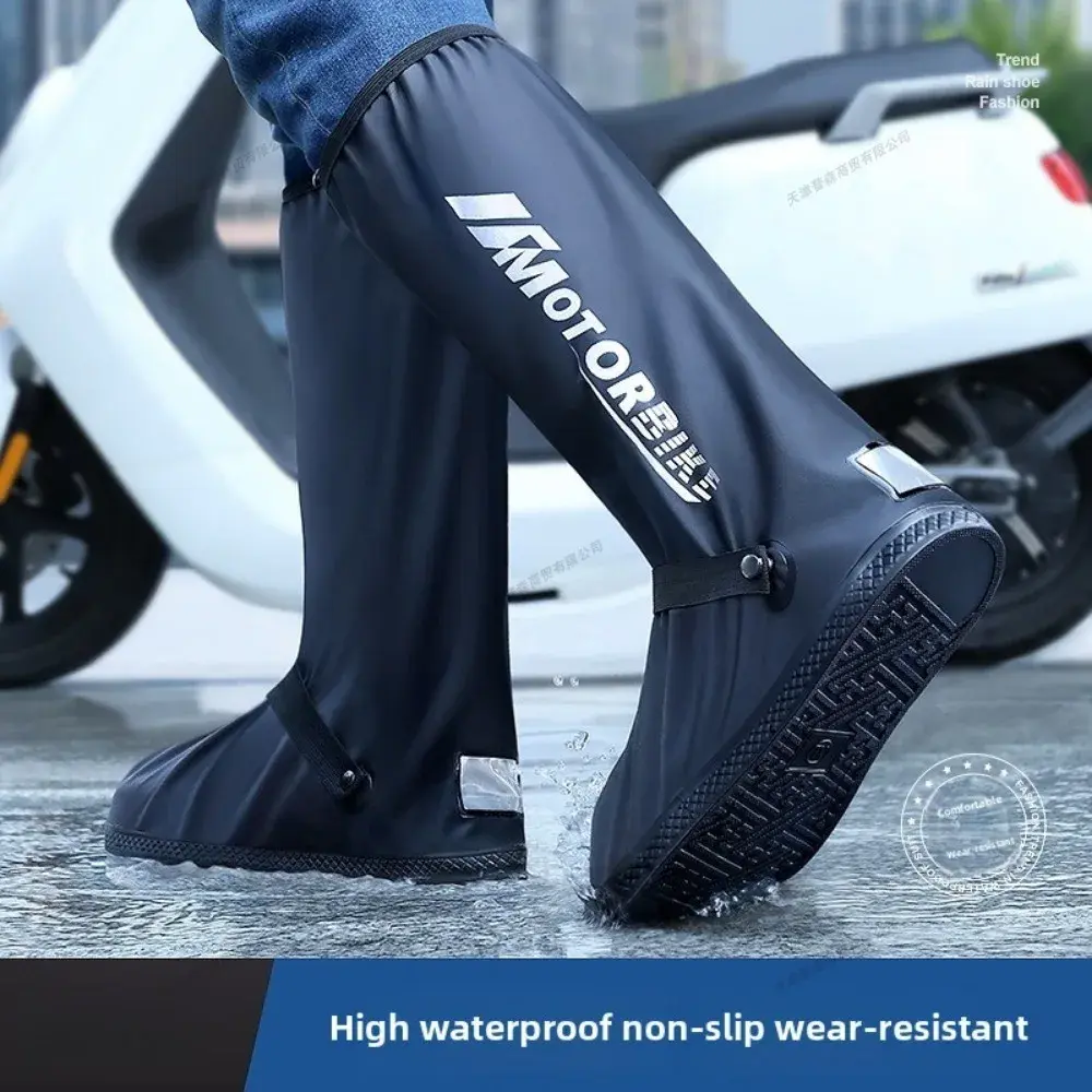 Waterproof Rain Boot Shoe Cover High Tube Motorcycle Rain Shoe Covers Rainproof Shoes Cover Suitable for Traveling Riding Hiking