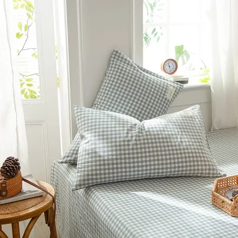 New 1Pc Solid Color Plaid Printed Pillowcase Soft Cotton Throw Pillows Covers Sofa Bed Home Decor Throw Pillow Cover