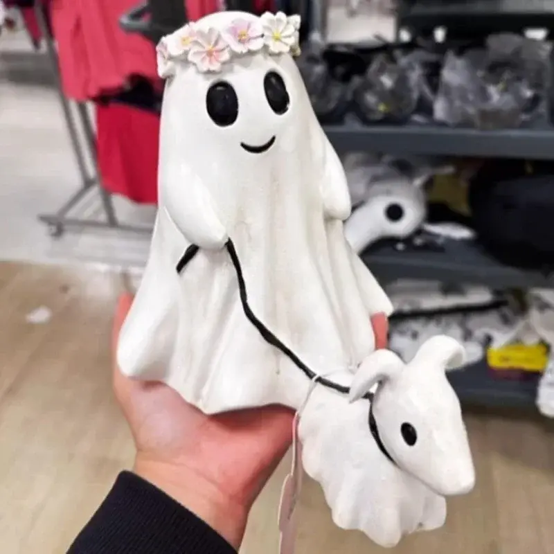 Halloween Ghost Walking Dog Statue Ghost Walking His Ghost Dog Halloween Ghost Dog Statues Halloween Tabletop Home Decoration