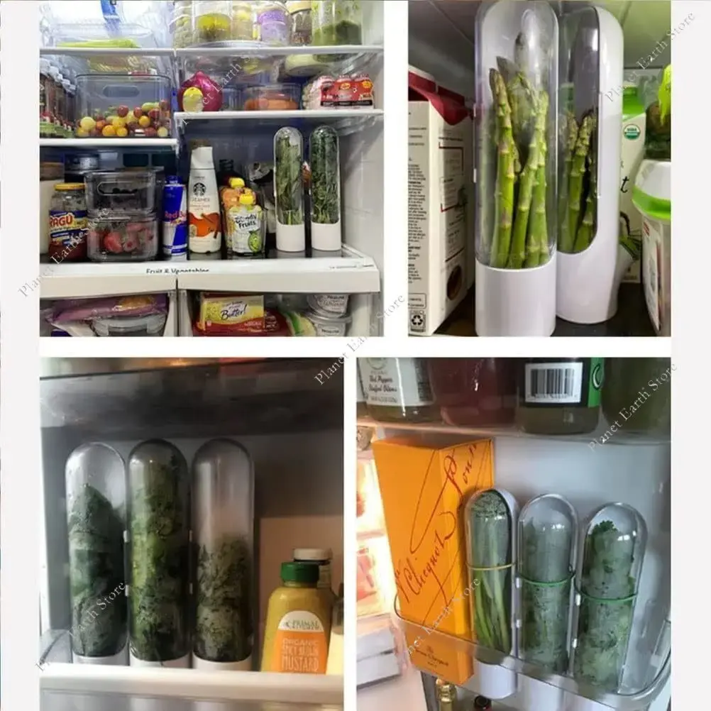 1/2/3Pcs Herb Saver for Refrigerator Herb Saver Pod Vegetable Preservation Bottle Fresh Herb Keeper Keeps Greens Fresh