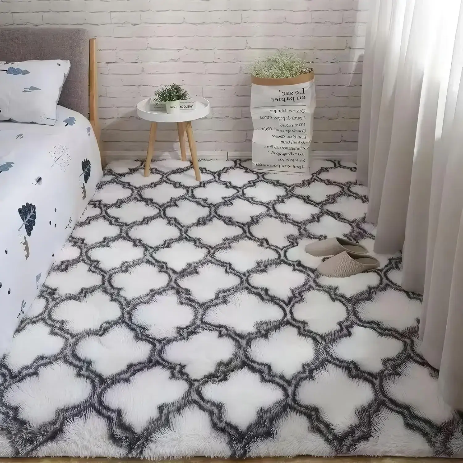 Plush Carpet Living Room Decoration Children Bedroom Carpet Fluffy Mat for Hallway Rugs Bed Room Floor Fluffy Mats Plaid Carpet