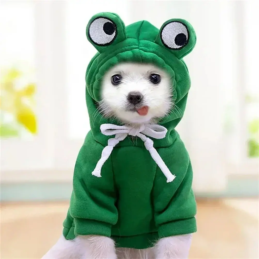 1Pc Cute Frog Pet Sweater for Small and Medium Dogs Green Dog Hoodie Halloween Cosplay Costume Pet Clothes Hooded Sweatshirt