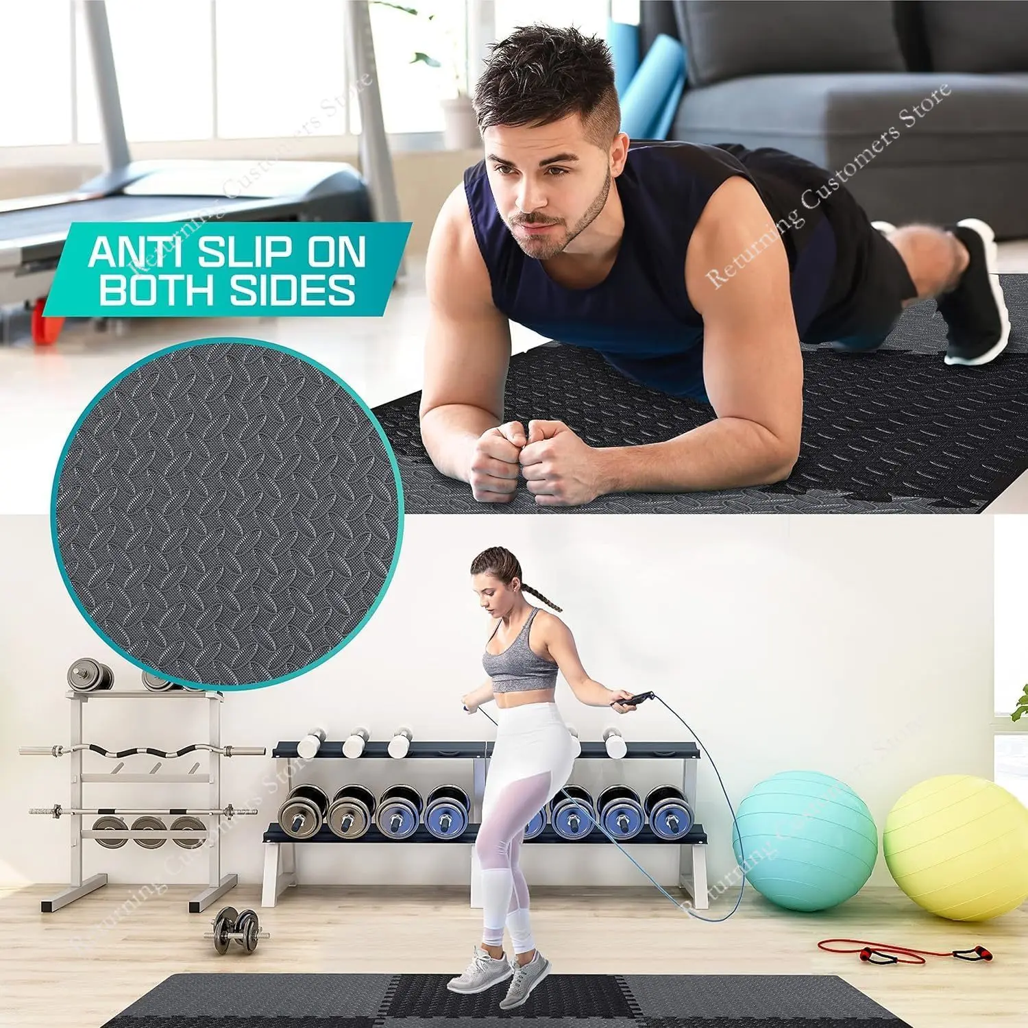 30*30*1CM EVA Interlocking Foam Floor Tiles Puzzle Fitness Mat Carpets for Living Room Home Non-Slip Gym Equipment Mat 12Pcs