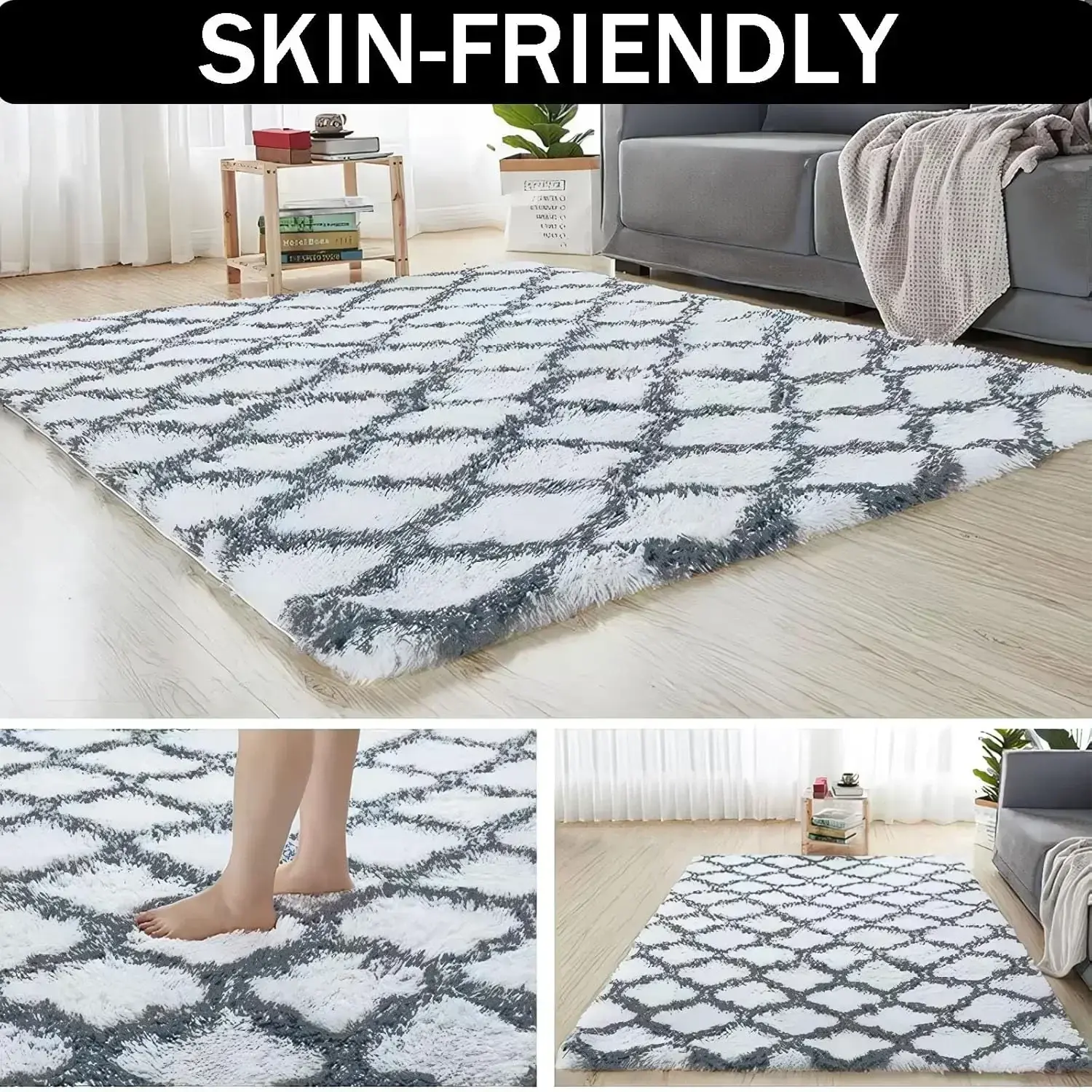 Plush Carpet Living Room Decoration Children Bedroom Carpet Fluffy Mat for Hallway Rugs Bed Room Floor Fluffy Mats Plaid Carpet
