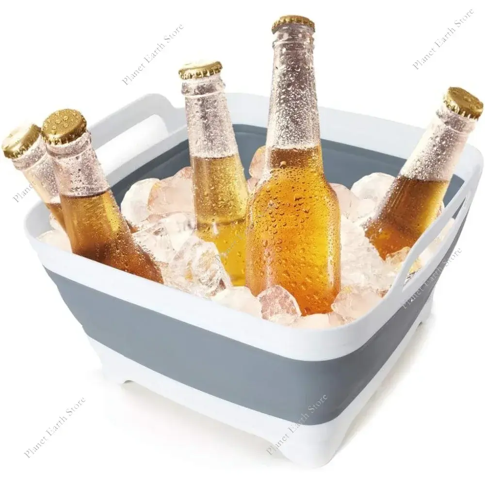 2025 Collapsible Plastic Vegetable Wash Basin with Drain Plug Portable Laundry Tub Fruits Vegetables Washing Drain Basket