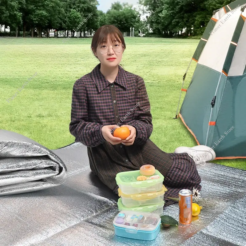 Outdoor Double-sided Moisture-proof Aluminum Foil Foam Pad Waterproof & Dustproof Camping Picnic Mat Foldable Outdoor Tent Mat