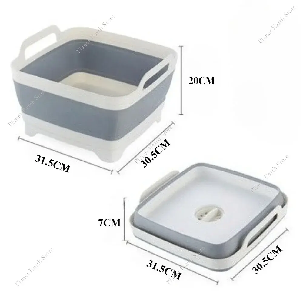2025 Collapsible Plastic Vegetable Wash Basin with Drain Plug Portable Laundry Tub Fruits Vegetables Washing Drain Basket