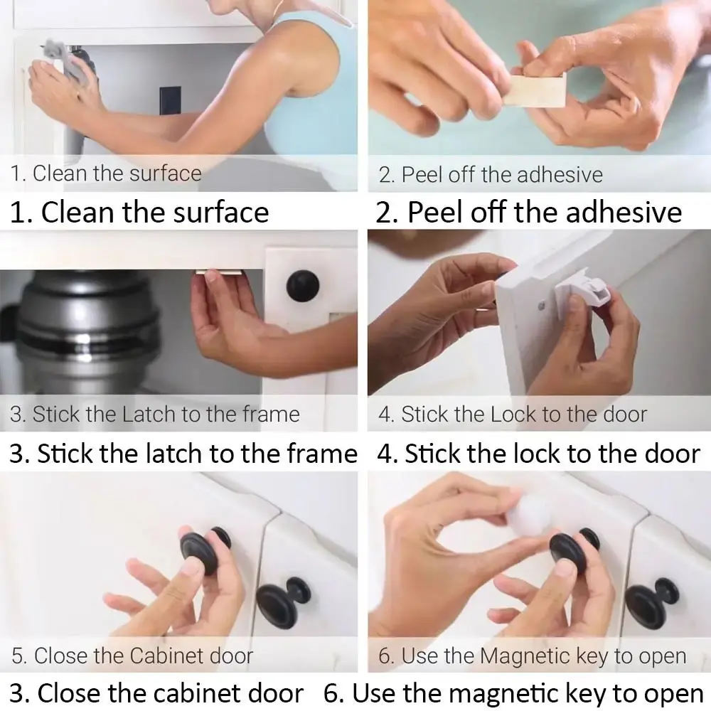 Child Safety Magnetic Cabinet Locks Baby Proofing Magnetic Drawer Locks for Kitchen No Drilling or Screws Safety Cabinet Locks