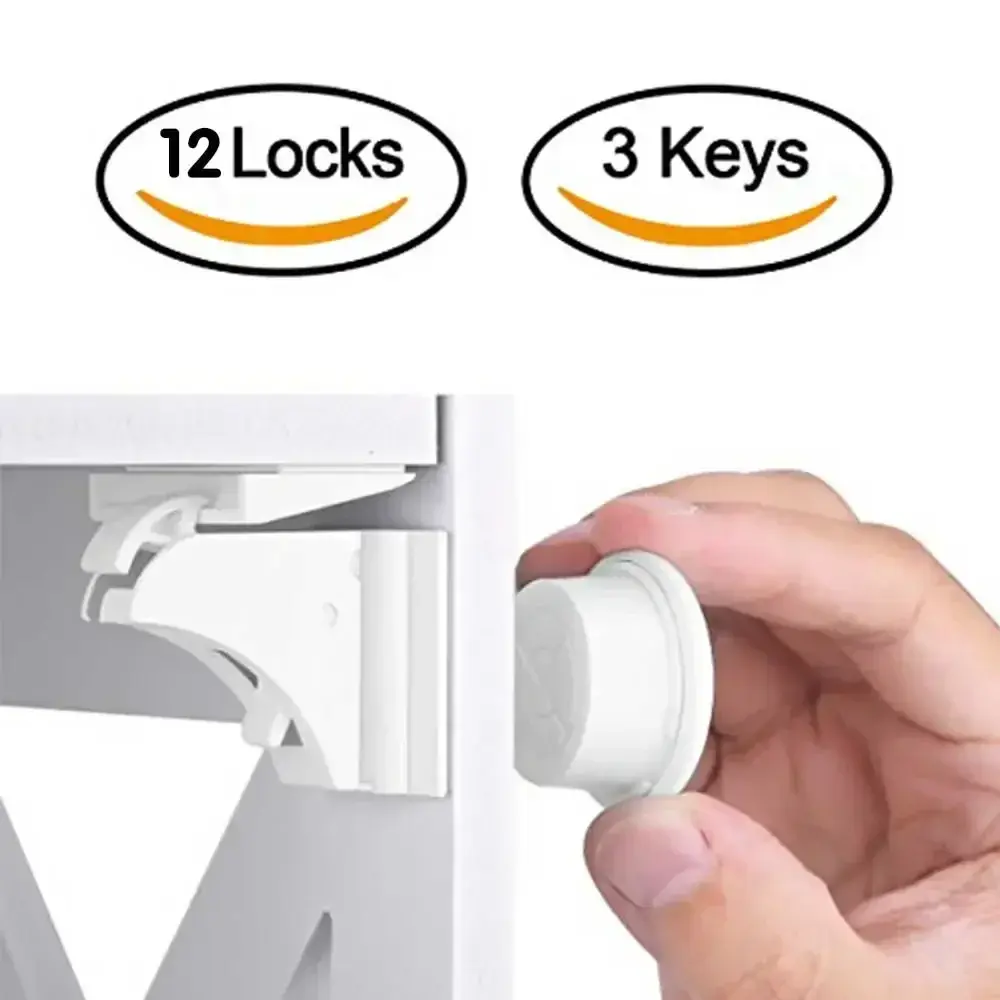 Child Safety Magnetic Cabinet Locks Baby Proofing Magnetic Drawer Locks for Kitchen No Drilling or Screws Safety Cabinet Locks