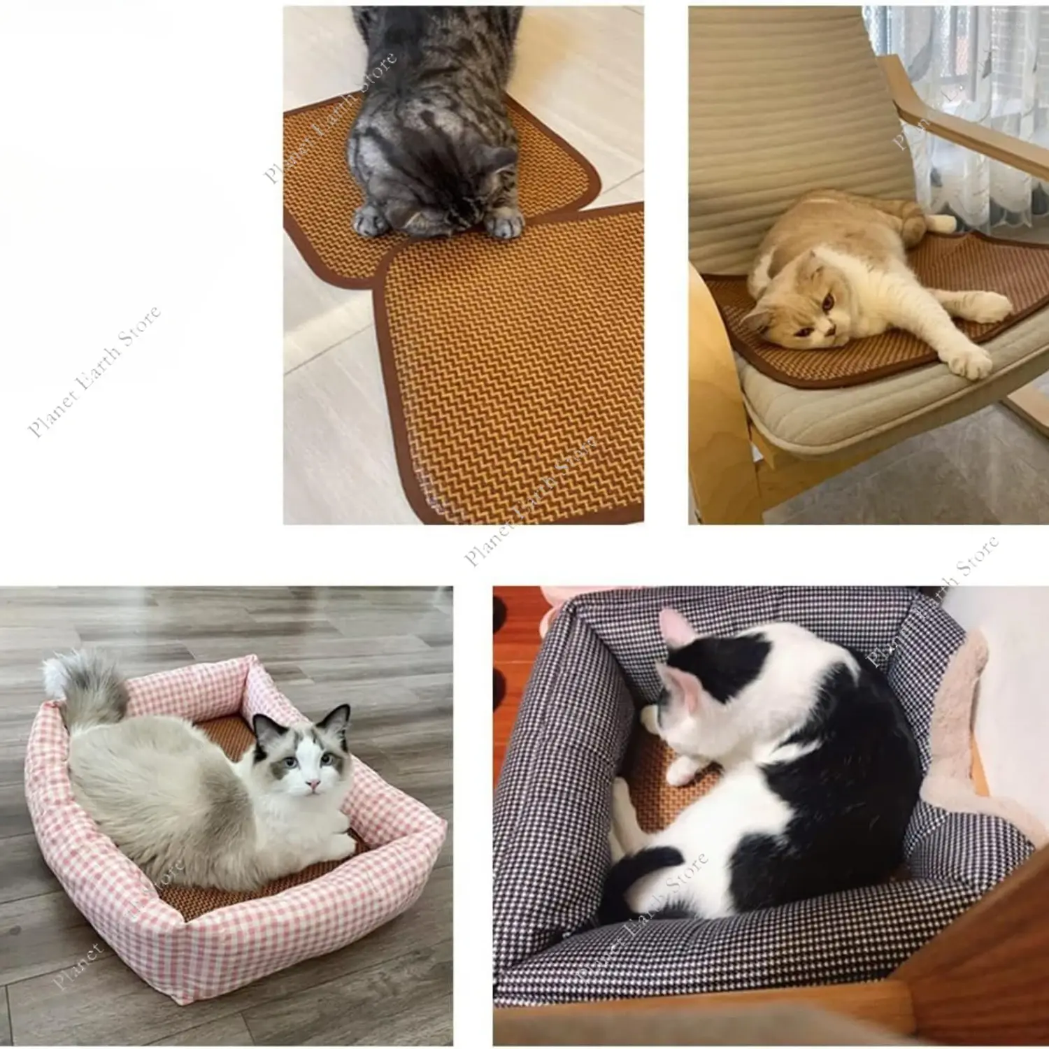 Cat/Dog Cooling Mat Self Cool Pad Seats Pet Sleeping Mat Breathable Natural Bamboo Rattan Rest Mat for Floor Crate Kennel Travel