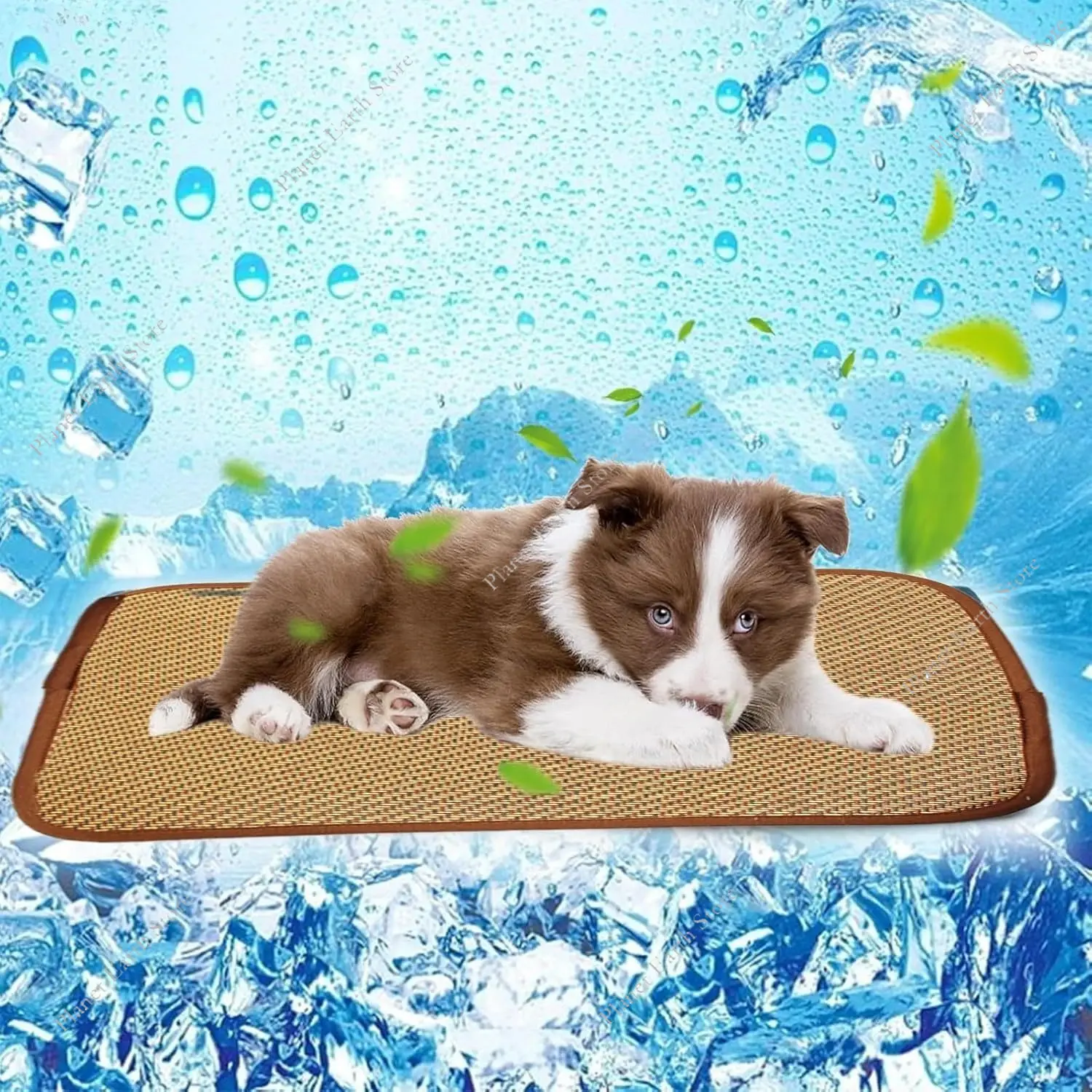 Cat/Dog Cooling Mat Self Cool Pad Seats Pet Sleeping Mat Breathable Natural Bamboo Rattan Rest Mat for Floor Crate Kennel Travel