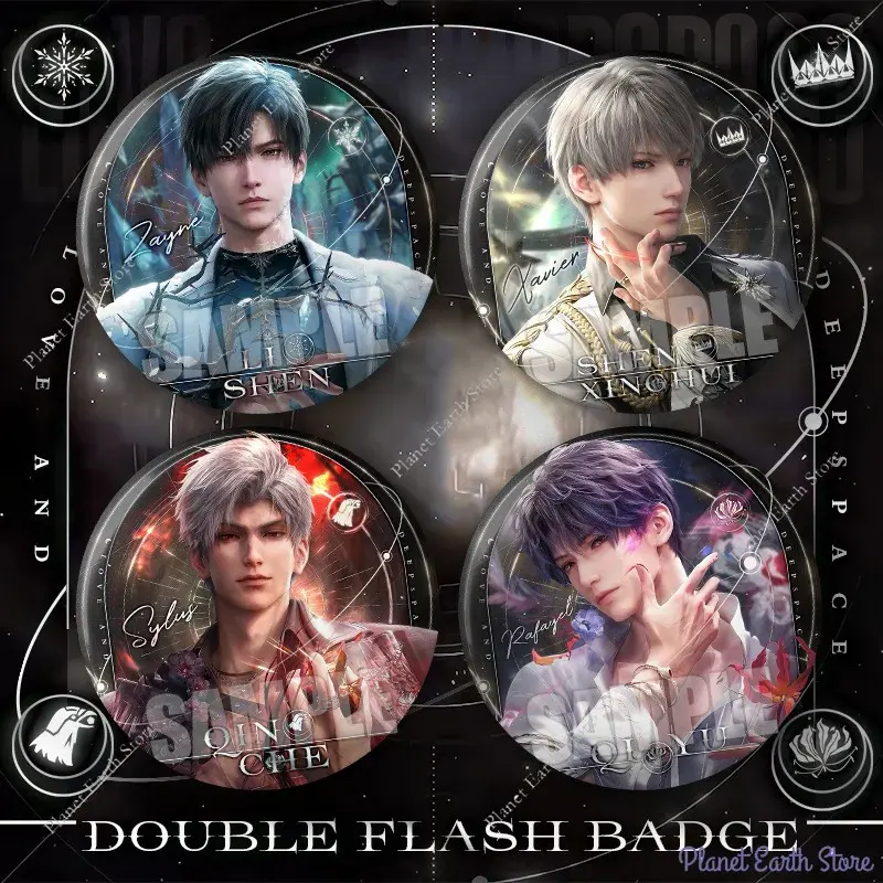 75MM Love and Deepspace Sylus Rafayel Zayne Xavier Caleb Anime Flash Breeder Badge Emblem Brooch Cospaly Cartoon Gifts New 2025