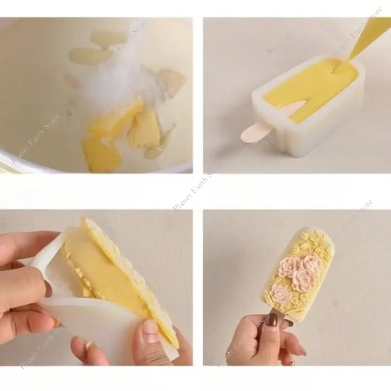 2025 Summer Flower Ice Cream Food Grade Silicone Mold Handmade DIY Home Popsicle Mold Creative Popsicle Mold Simple Operation