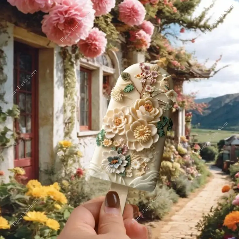 2025 Summer Flower Ice Cream Food Grade Silicone Mold Handmade DIY Home Popsicle Mold Creative Popsicle Mold Simple Operation