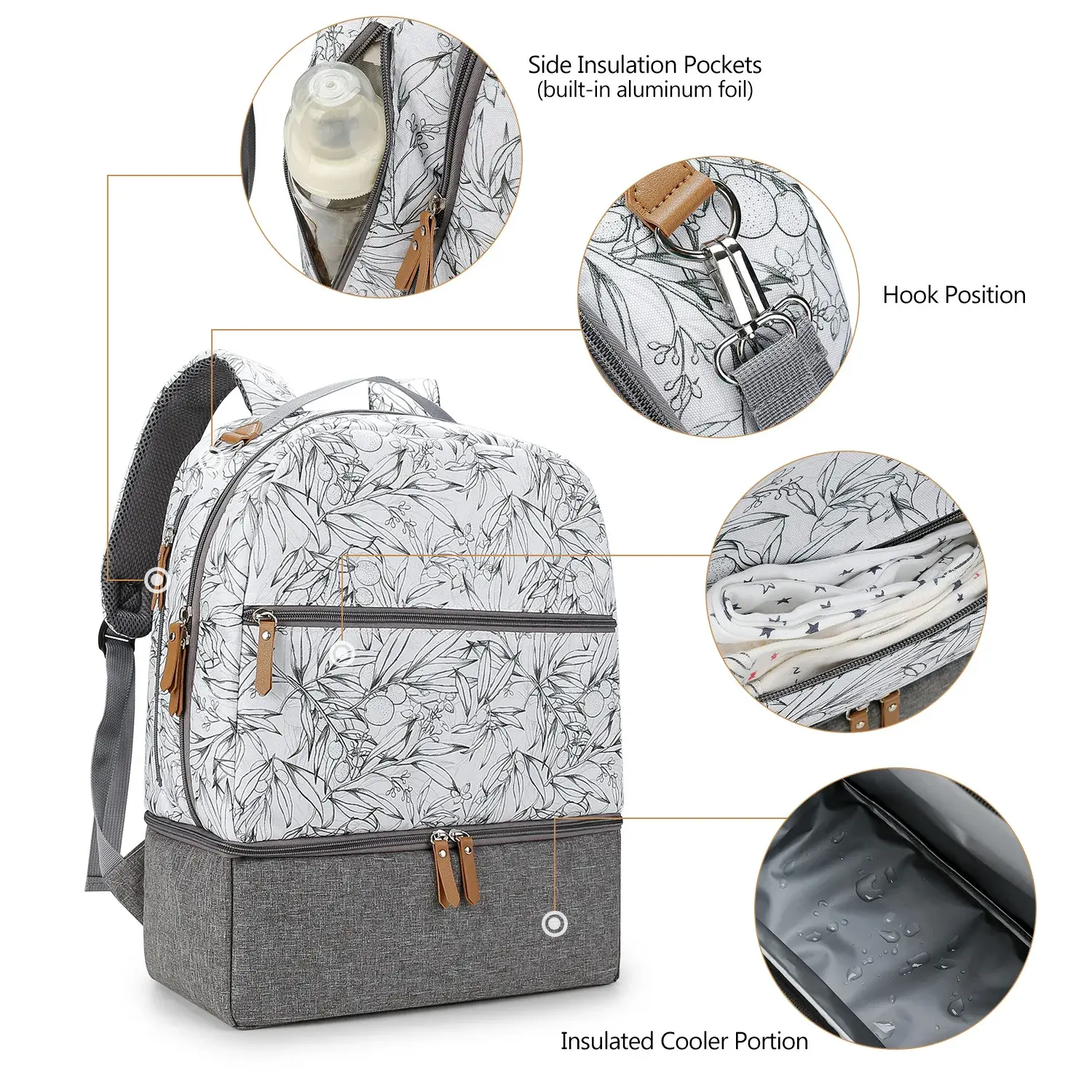 Mommy Bag Compartment Waterproof Nappy Backpack Convenient Baby Nursing Bags Breast Pump Bag Cooler Compartment Backpack
