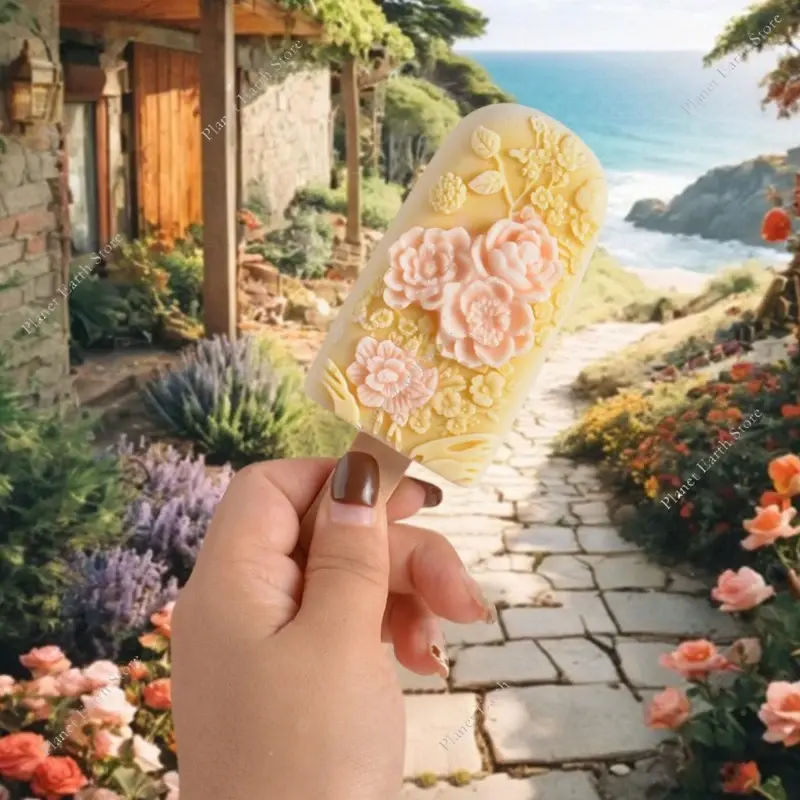 2025 Summer Flower Ice Cream Food Grade Silicone Mold Handmade DIY Home Popsicle Mold Creative Popsicle Mold Simple Operation