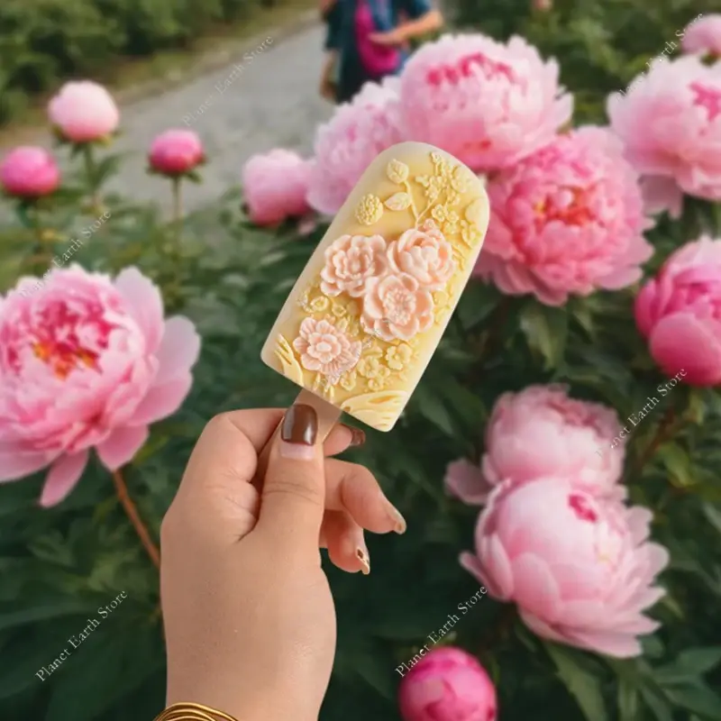 2025 Summer Flower Ice Cream Food Grade Silicone Mold Handmade DIY Home Popsicle Mold Creative Popsicle Mold Simple Operation
