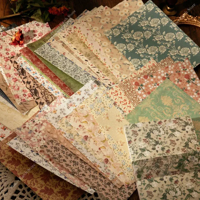 Retro Diary Album Background Paper - 100/200 Sheets  DIY Decoration Colored Paper Collage Notebook DIY Decoration Base Material