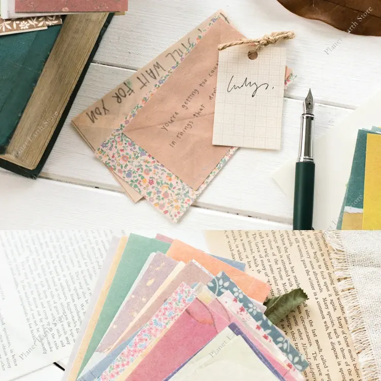 60/120 Sheets Vintage Scrapbook Paper Aesthetic Decorative Craft Paper Journaling Scrapbooking Supplies Retro Crafts Material
