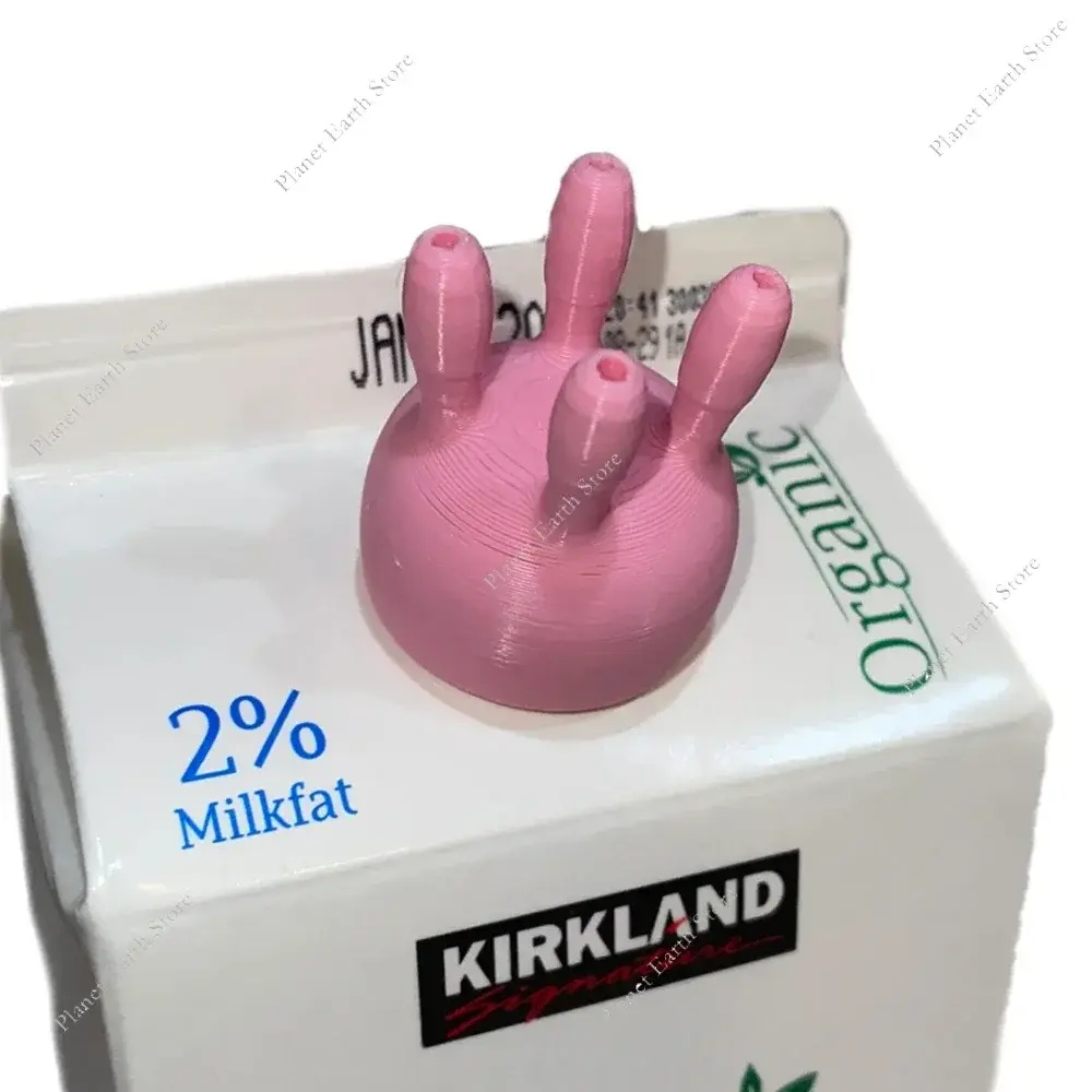 New 1-3Pcs 3D Printed Funny Pouring Bottle Lid Cow Udder Milk Carton Cap Reusable Milk Diverter Funny Pouring Milk Bottle Cap