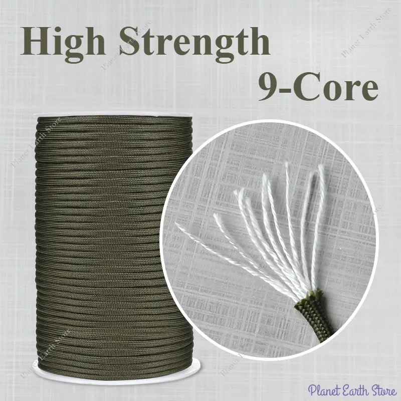 9 Core Paracord 100M Dia.4MM Major Military Standard Parachute Rope Tent Lanyard Accessories Outdoor Camping Survival Ropes Tool